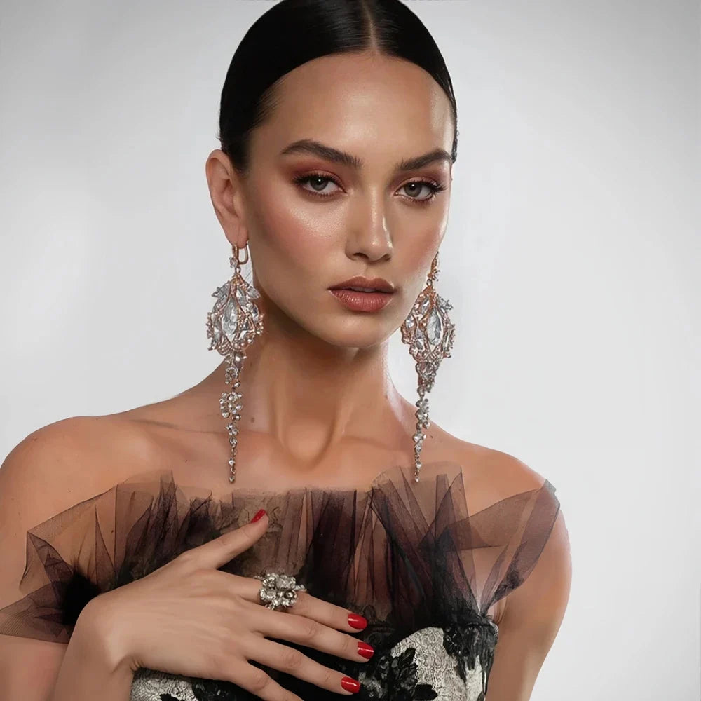 TEEK - Rhinestone Exaggerated Dangle Earrings JEWELRY theteekdotcom