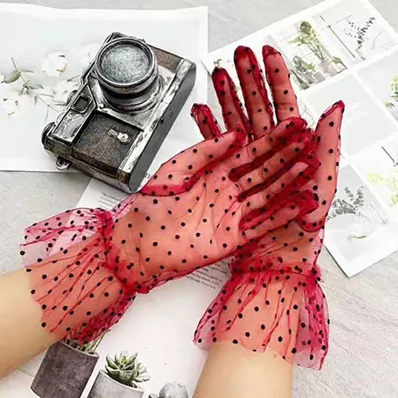 TEEK - Dot Mesh Tulle Gloves GLOVES theteekdotcom E  