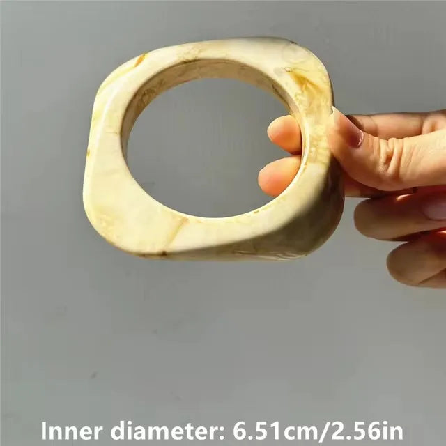 TEEK - Golden Beige Geometric Thick Oversized Bangles JEWELRY theteekdotcom C