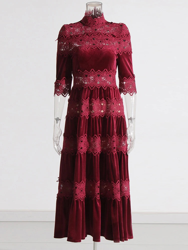 TEEK - Tier Embroidered Lace Turtleneck Dress DRESS theteekdotcom   