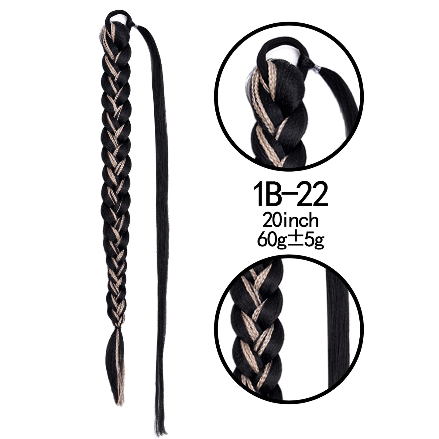 TEEK - 20 Inch Long Braided Synthetic PonytailHair Extension