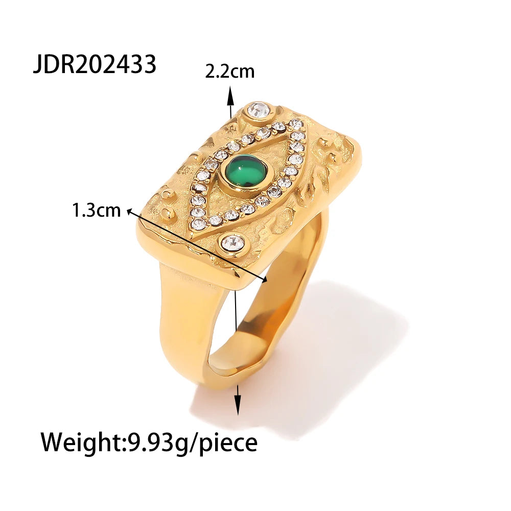 TEEK - 18K Gold Plated Stainless Steel Malachite Eye Jewelry JEWELRY theteekdotcom JDR202433-8  
