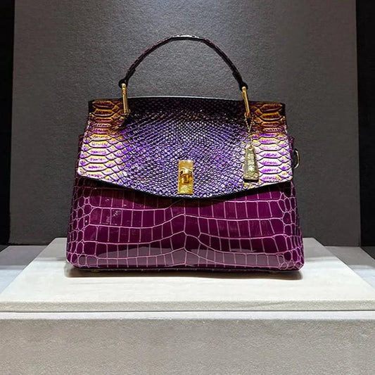 TEEK - Luxury Croc Print Bag BAG theteekdotcom Purple 28x19x10cm 
