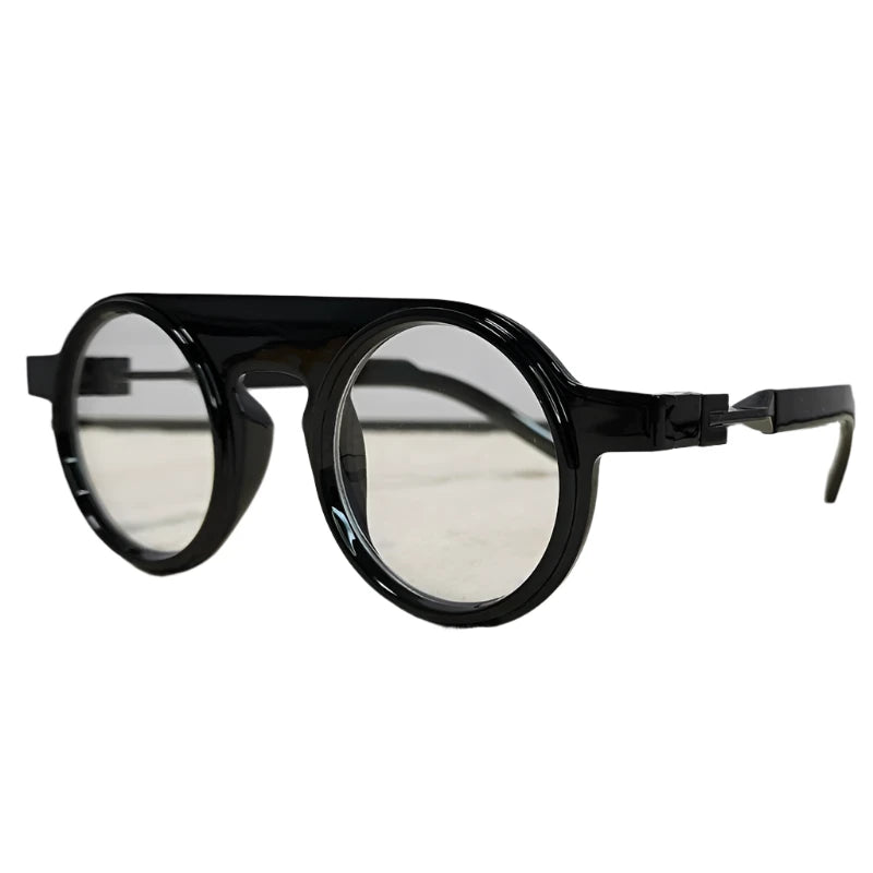 TEEK - Round Retro Deco Sunglasses EYEGLASSES theteekdotcom C6BlackWhite