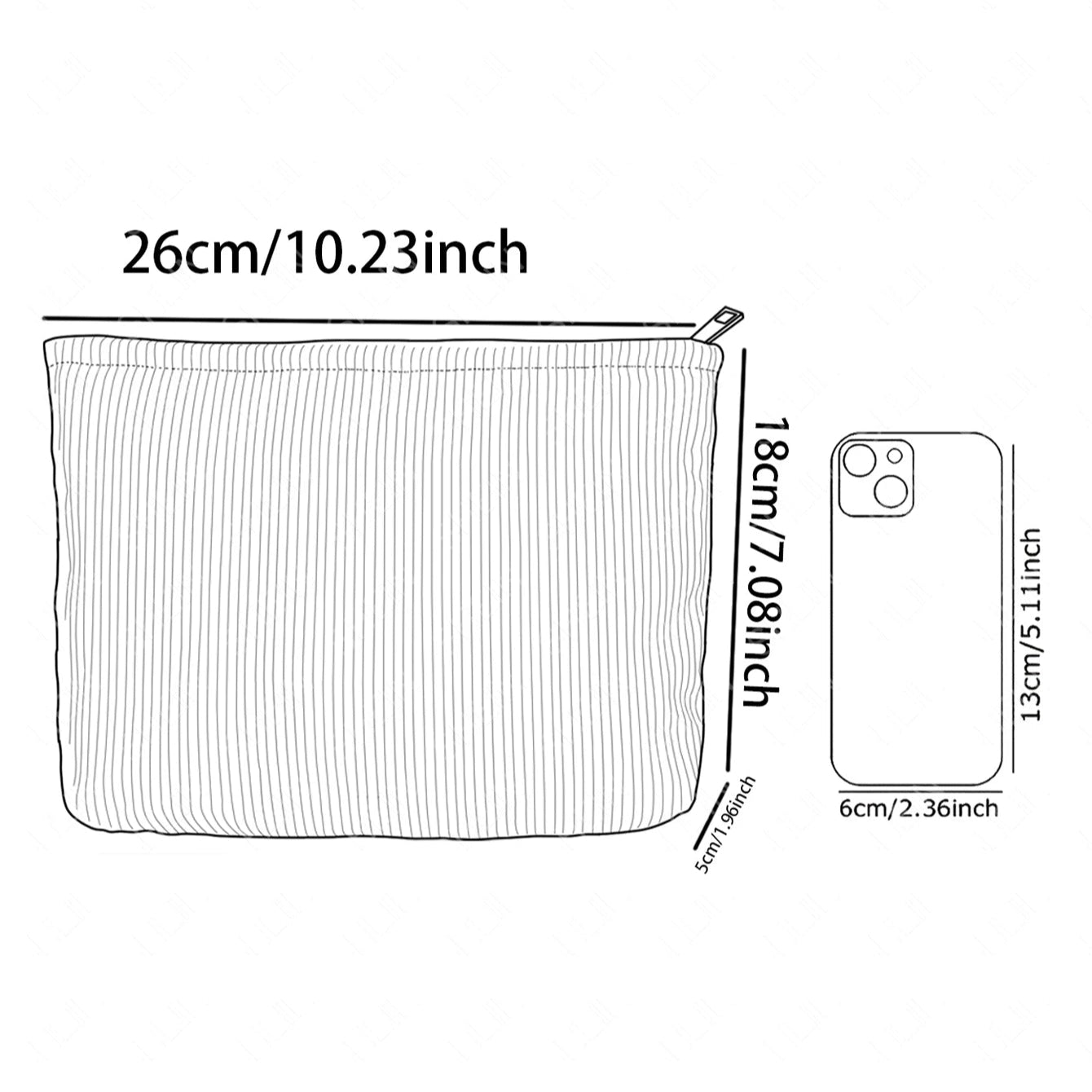 TEEK - Lip Corduroy Zippered Makeup Bag BAG theteekdotcom