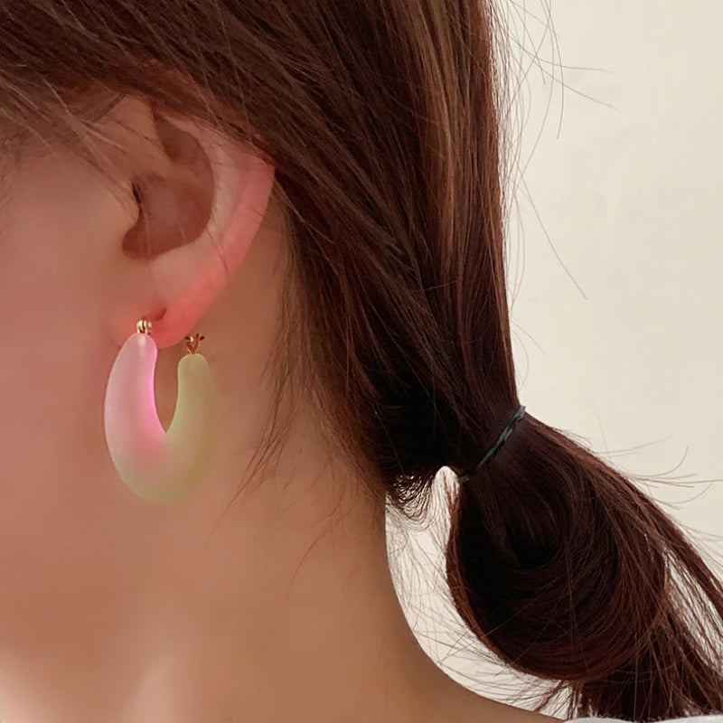 TEEK - Hard Gel Hoop Resin Earrings JEWELRY theteekdotcom Gradient B  