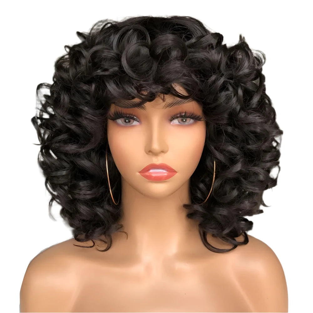 TEEK - Fluffy Short Hair Afro Bangs CurlyWig HAIR theteekdotcom 2 14inches 