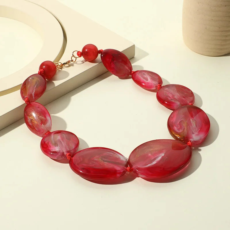 TEEK - Colorful Big Resin Stone Necklaces JEWELRY theteekdotcom KN297-5  