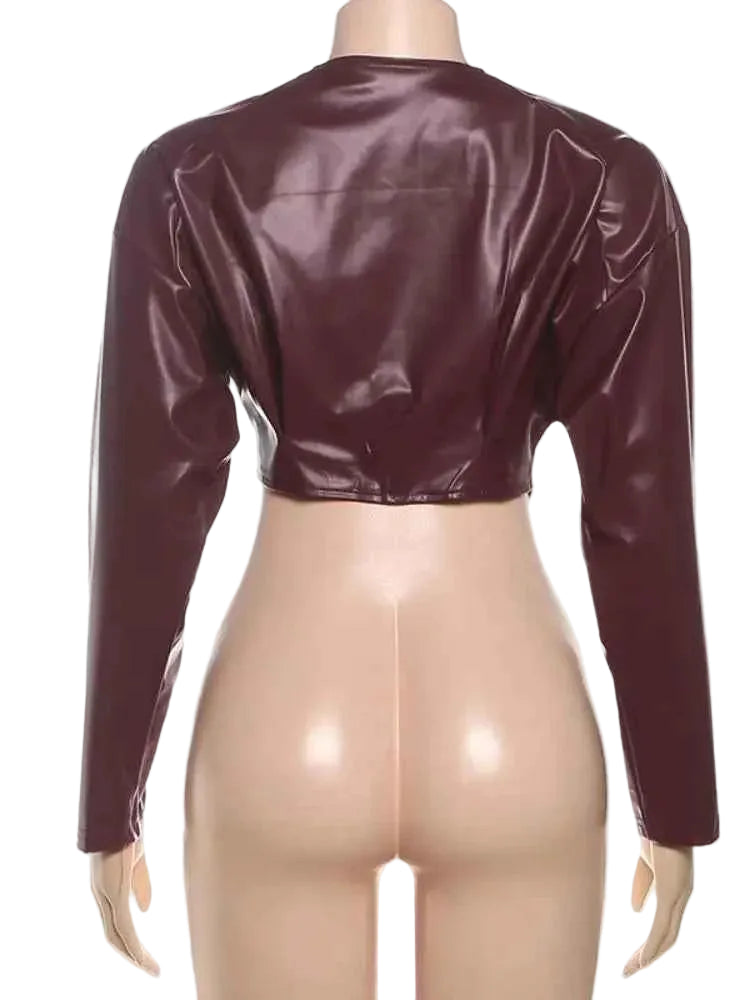 TEEK - Solid Lapel Full Sleeve Crop Jacket