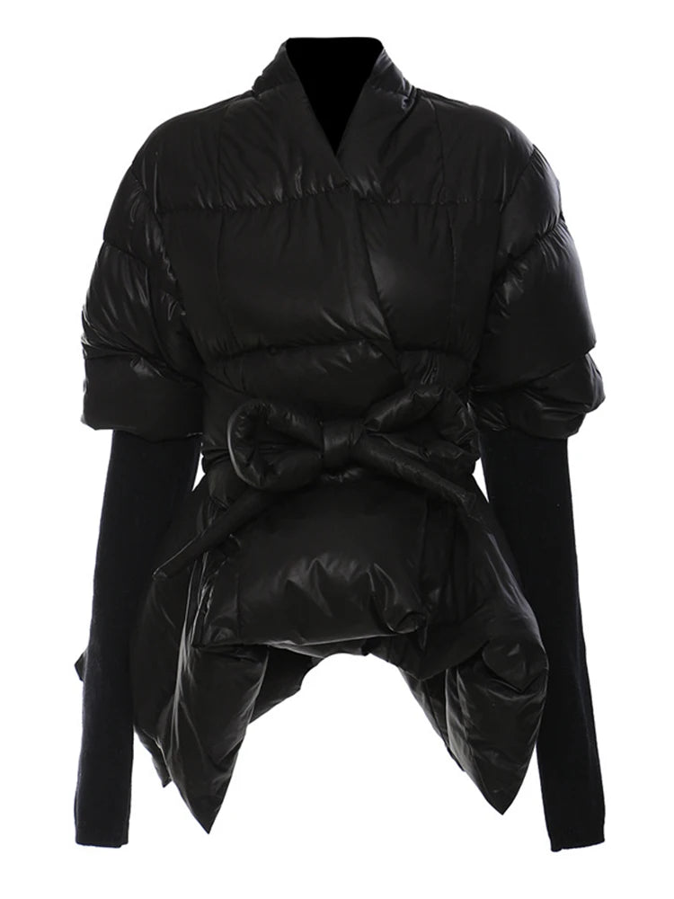 TEEK - Cotton-Padded Belted Knitted Sleeve Jacket JACKET theteekdotcom Black S 
