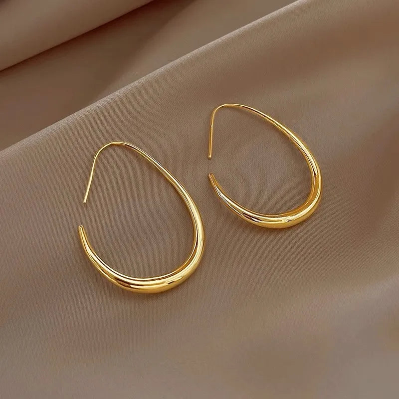 TEEK - Needle Oval Hoop Earrings JEWELRY theteekdotcom gold  