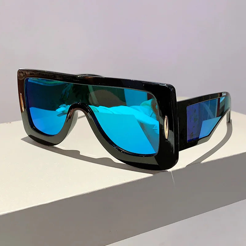 TEEK - Oversized Vintage Flat Top Sunglasses EYEGLASSES theteekdotcom Mirror Blue