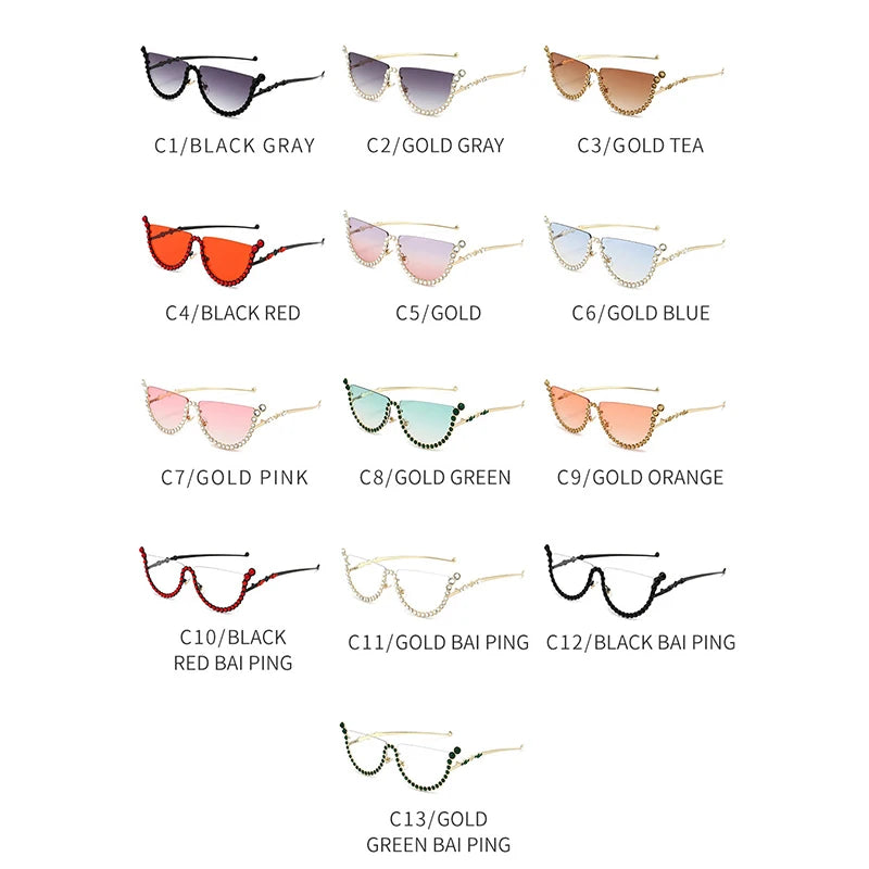 TEEK - Semi Framed Bejeweled Cat Eye Sunglasses EYEGLASSES theteekdotcom
