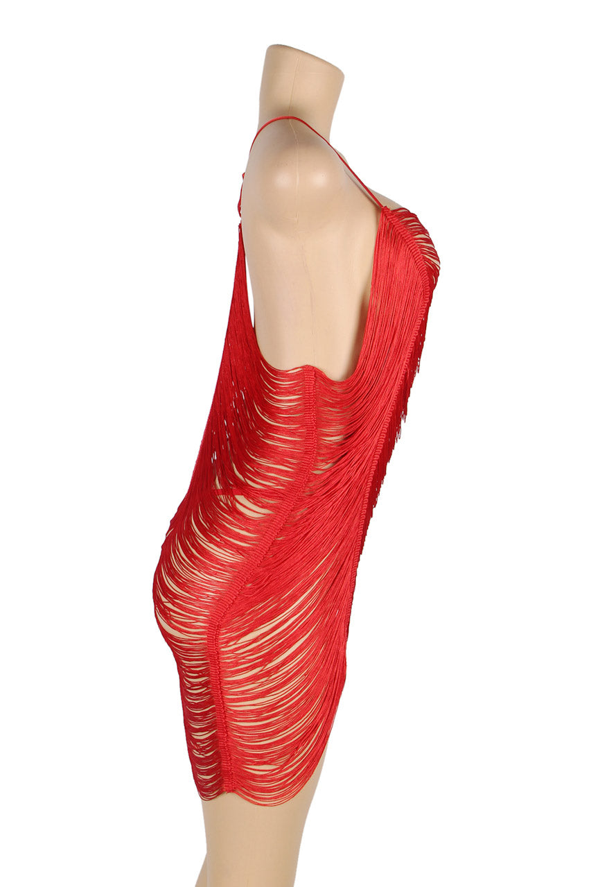 TEEK - Shimmy Fringe Lingerie Chemise DRESS TEEK 3W