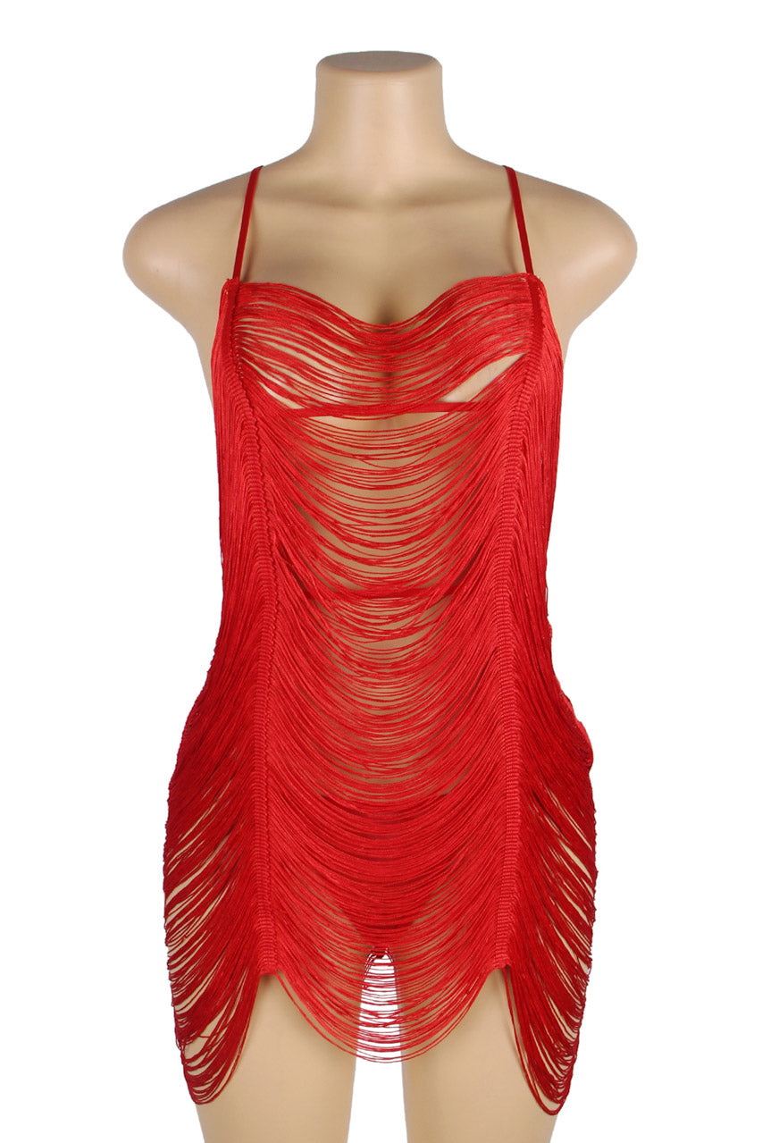 TEEK - Shimmy Fringe Lingerie Chemise DRESS TEEK 3W