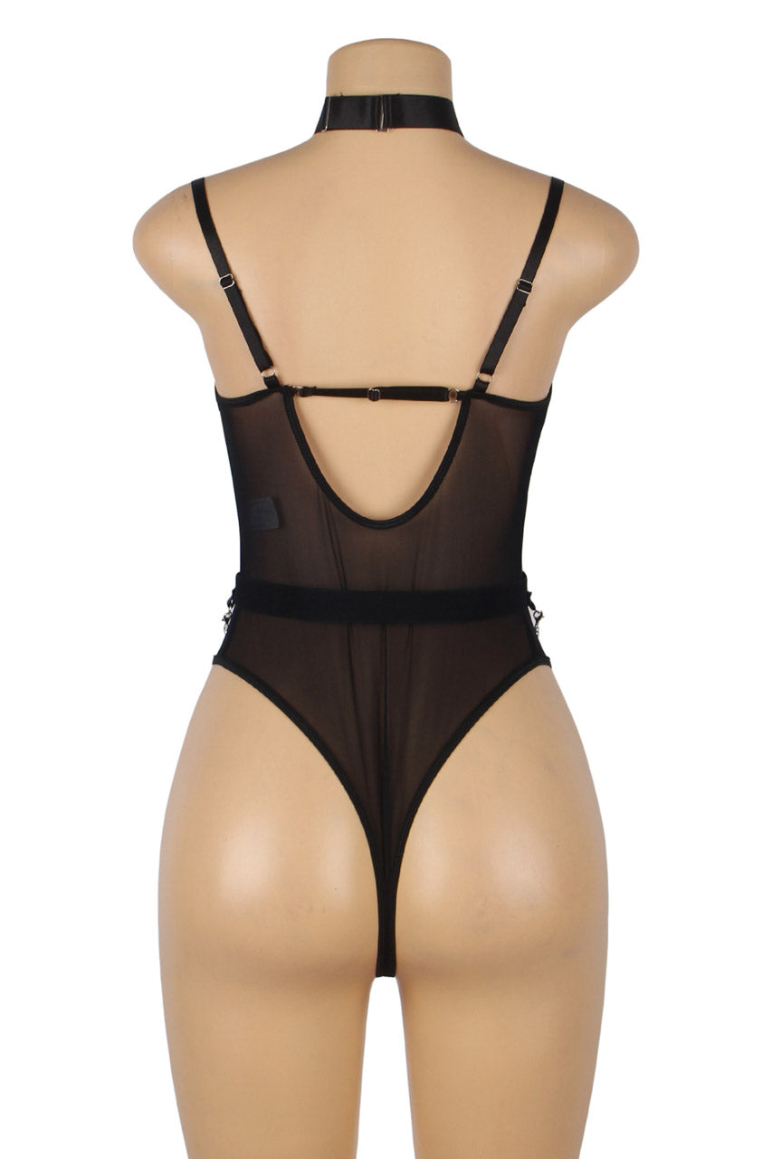 TEEK - Black Chain Harness Bodysuit LINGERIE TEEK 3W