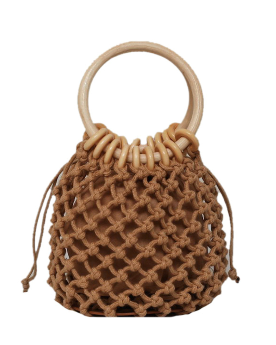 Summer Cotton Rope Crochet Bag With Ratten Ring Handle Coseey Bags Onetify