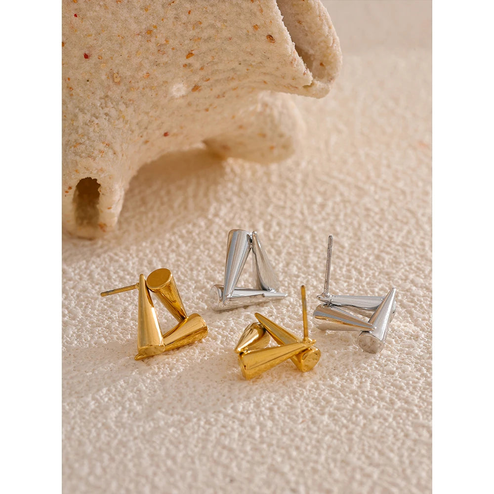 TEEK - Stainless Steel Triangle Geometry Earrings JEWELRY theteekdotcom   