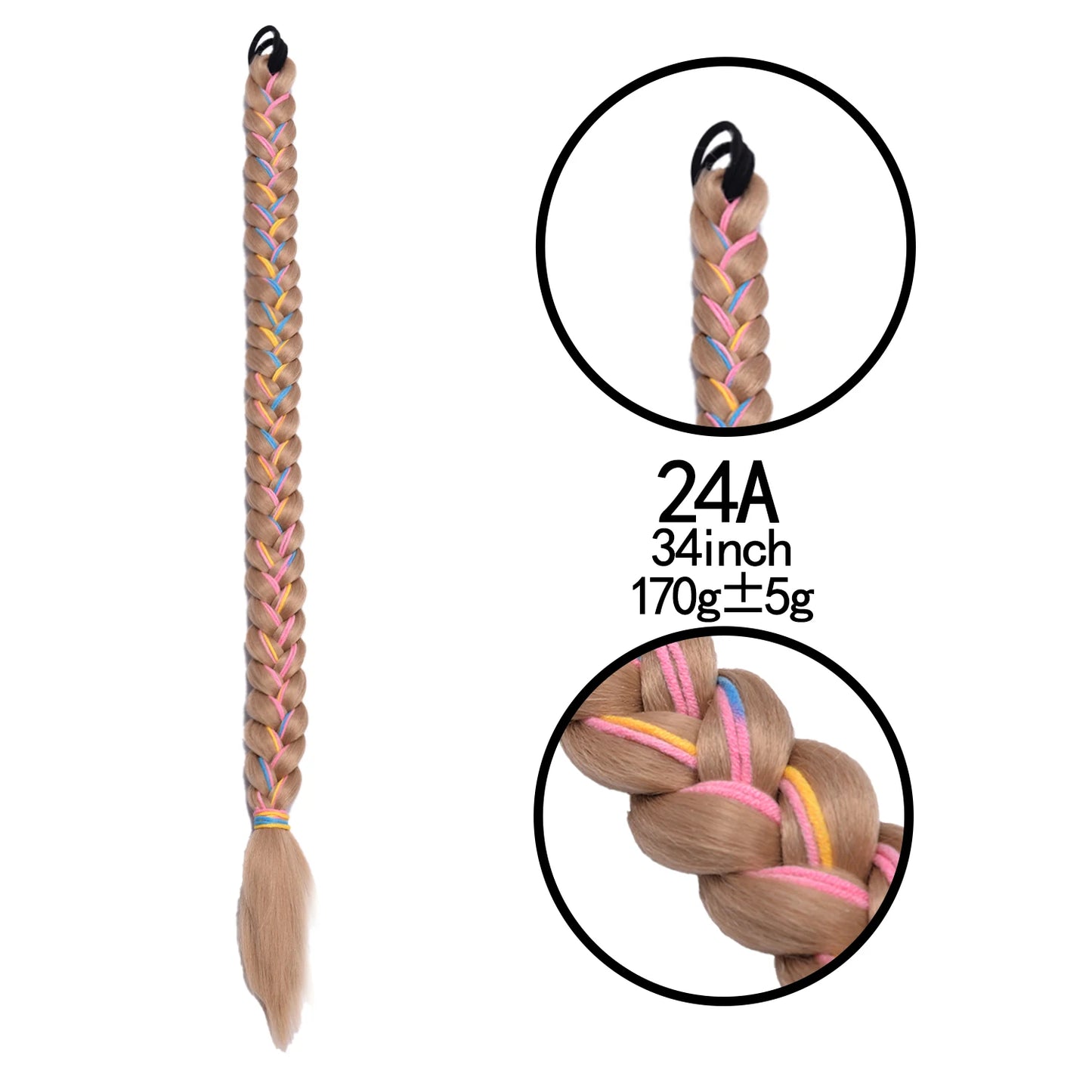 TEEK - 20 Inch Long Braided Synthetic PonytailHair Extension HAIR theteekdotcom 24A 34Inch 170g