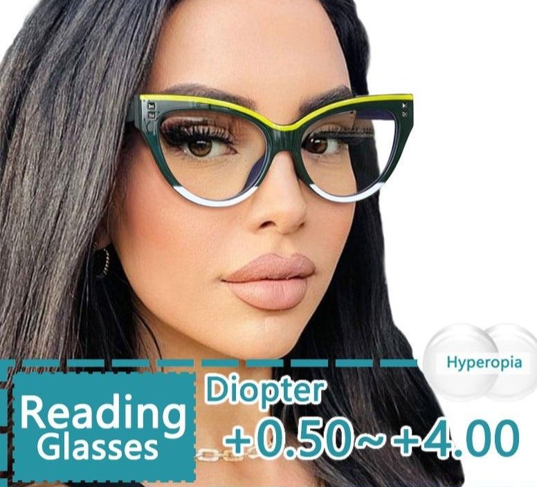 TEEK - Contrasting Cat Eye Reading Glasses | Prescribed or Zero Strength EYEGLASSES theteekdotcom   