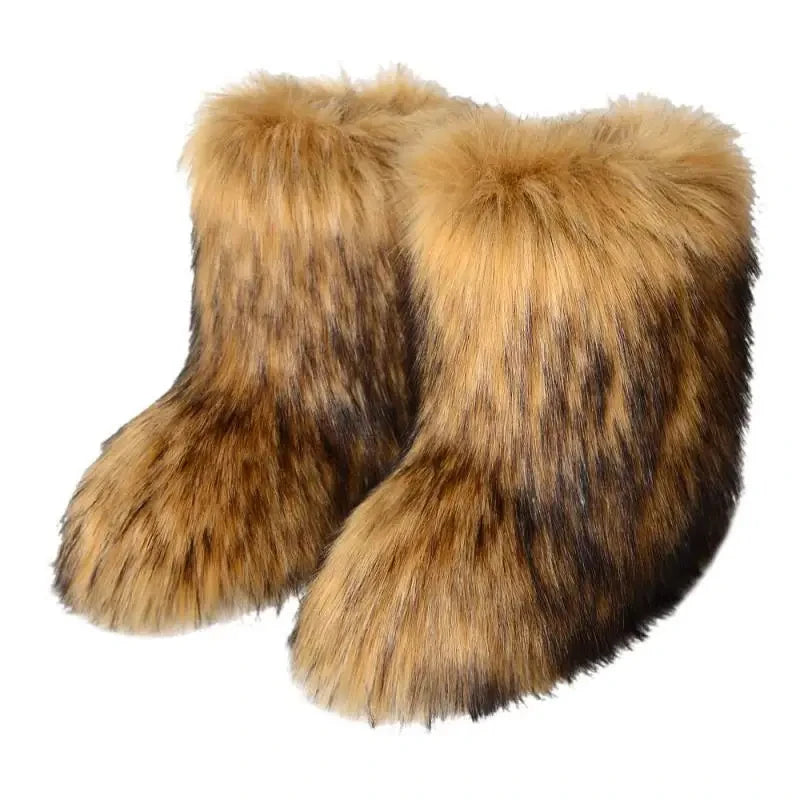 TEEK - Fluffy Faux Fox Fur Boots SHOES theteekdotcom Brown 6.5