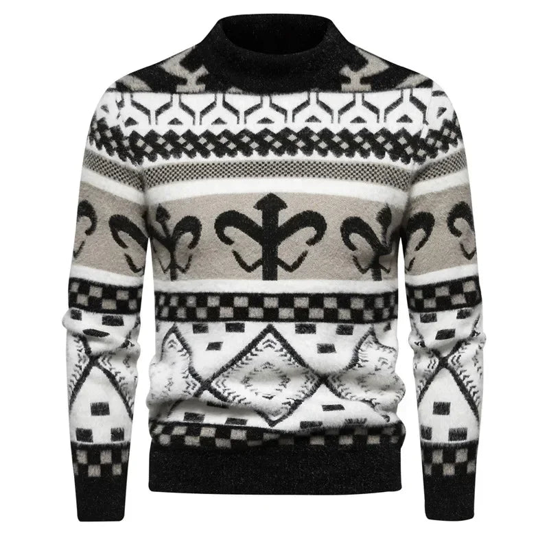 TEEK - Mens Soft Sir Knit Sweater  Pullover TOPS theteekdotcom Black-H03 L 