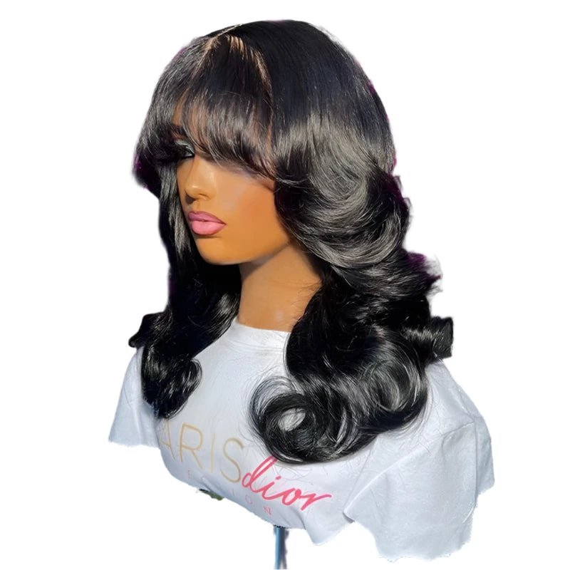 TEEK - Reddish Brown Body Wave Bangs Wig HAIR theteekdotcom   