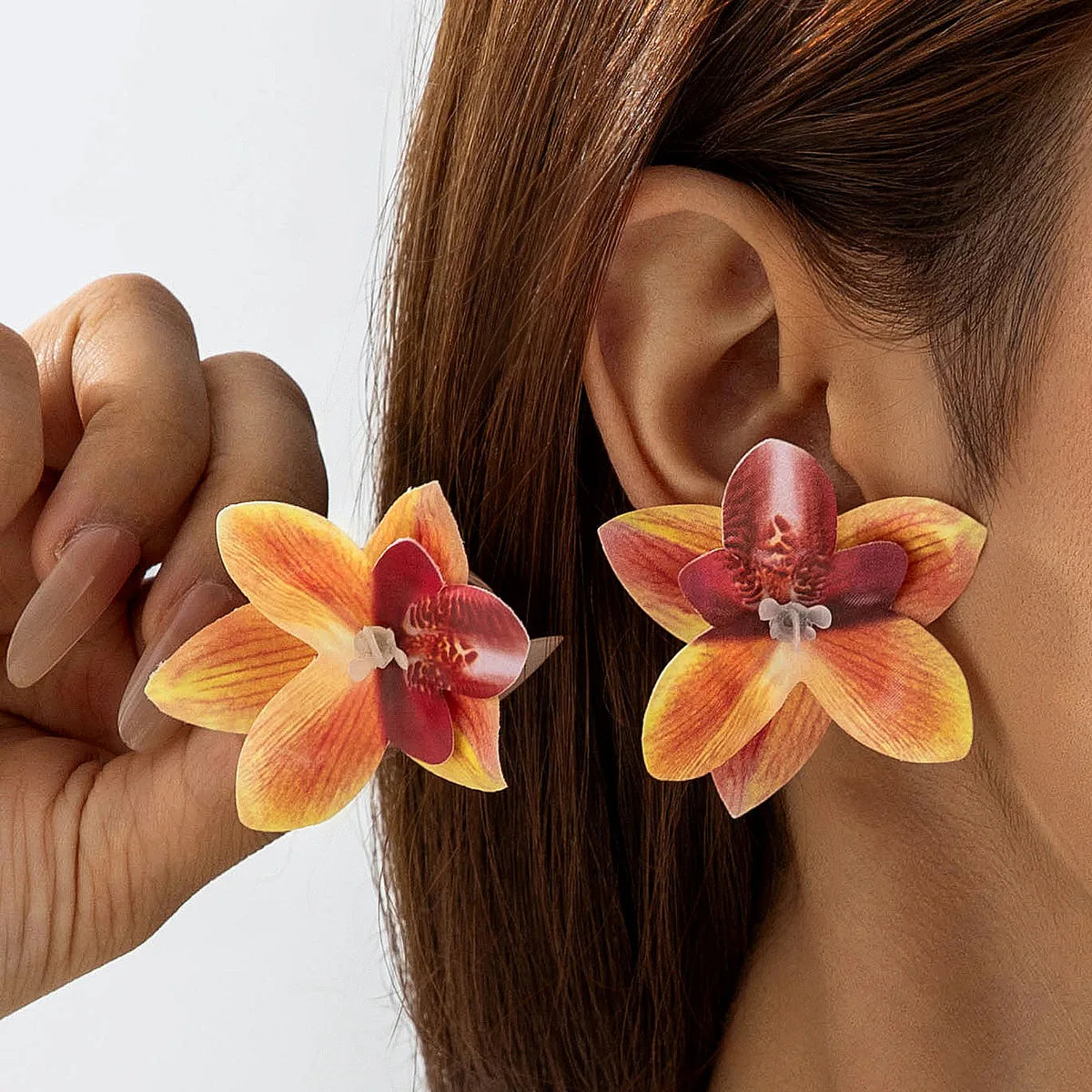 Bohemian Colorful Polyester Large Flowers Earrings for Women Girls New Trendy Vintage Vacation Stud Earrings Jewelry Accessories TEEK 04