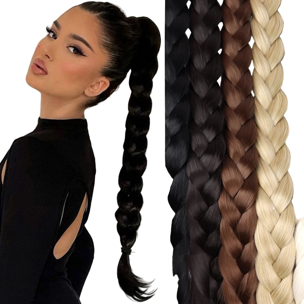 TEEK - 34inches Synthetic Long Braided Ponytail Hair Extensions HAIR theteekdotcom