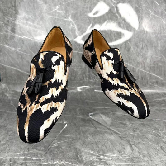 TEEK - Mens Canvas Leopard Print Tassel Shoes SHOES theteekdotcom   