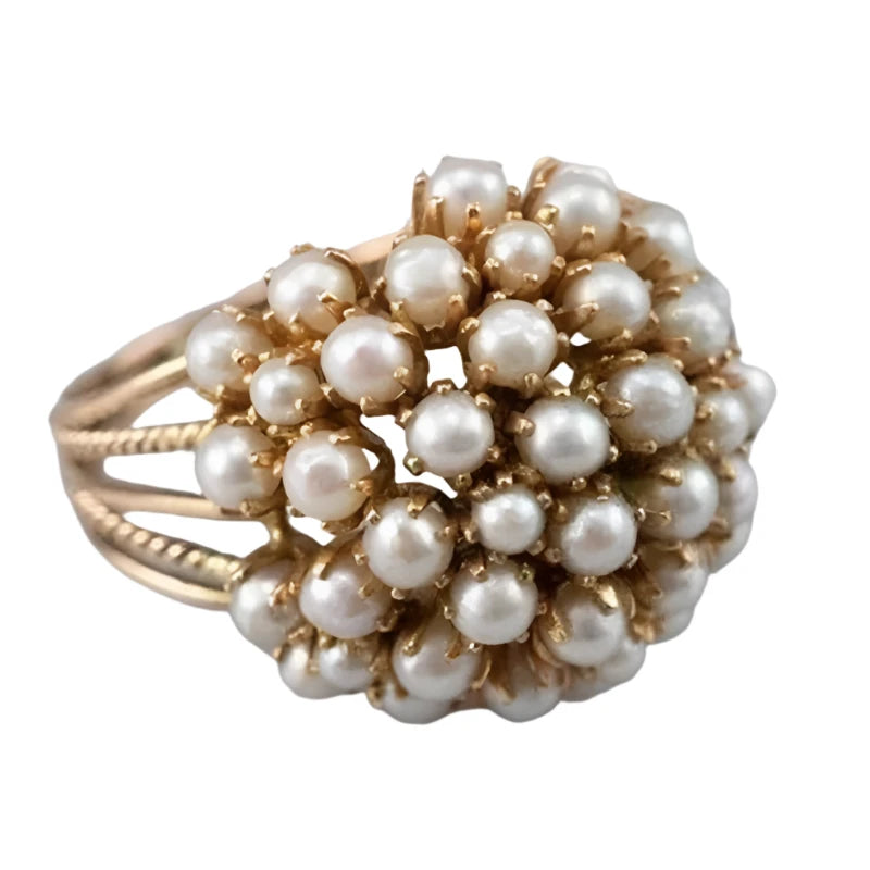 TEEK - Gold Color Pearl Cluster Ring JEWELRY theteekdotcom   