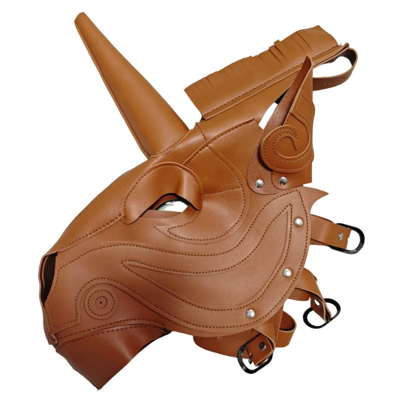 TEEK - Steampunk Unicorn Horse Mask COSTUME theteekdotcom Brown