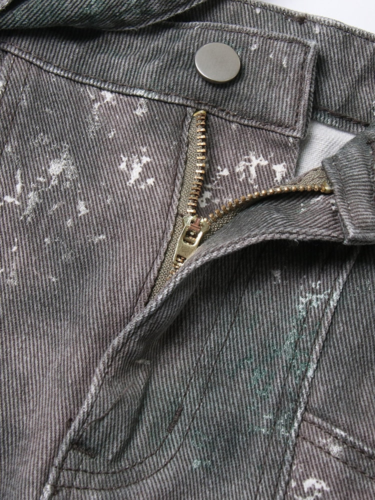 TEEK -  Camouflage Denim Drop Pocket Belted Skirt SKIRT theteekdotcom   