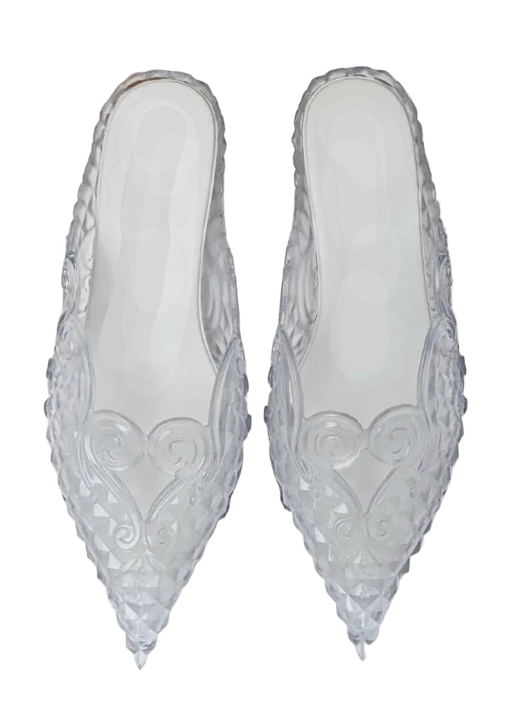 Design Big Butterfly Knot Melissa Women Flat Mules Sandals High Quality Cozy Patent Leather Pointed Toe Back Strap Shoes TEEK as pic 5 8.5