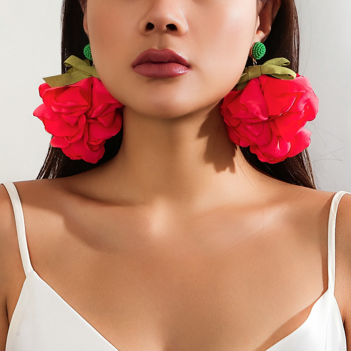 TEEK - Big Fab Flower Earrings JEWELRY theteekdotcom Red 1  