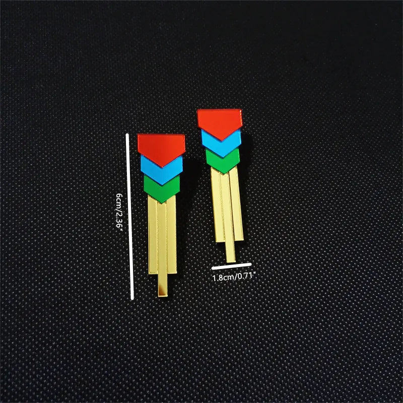 TEEK - Multicolor Stripes Splice Plate Earrings JEWELRY theteekdotcom   