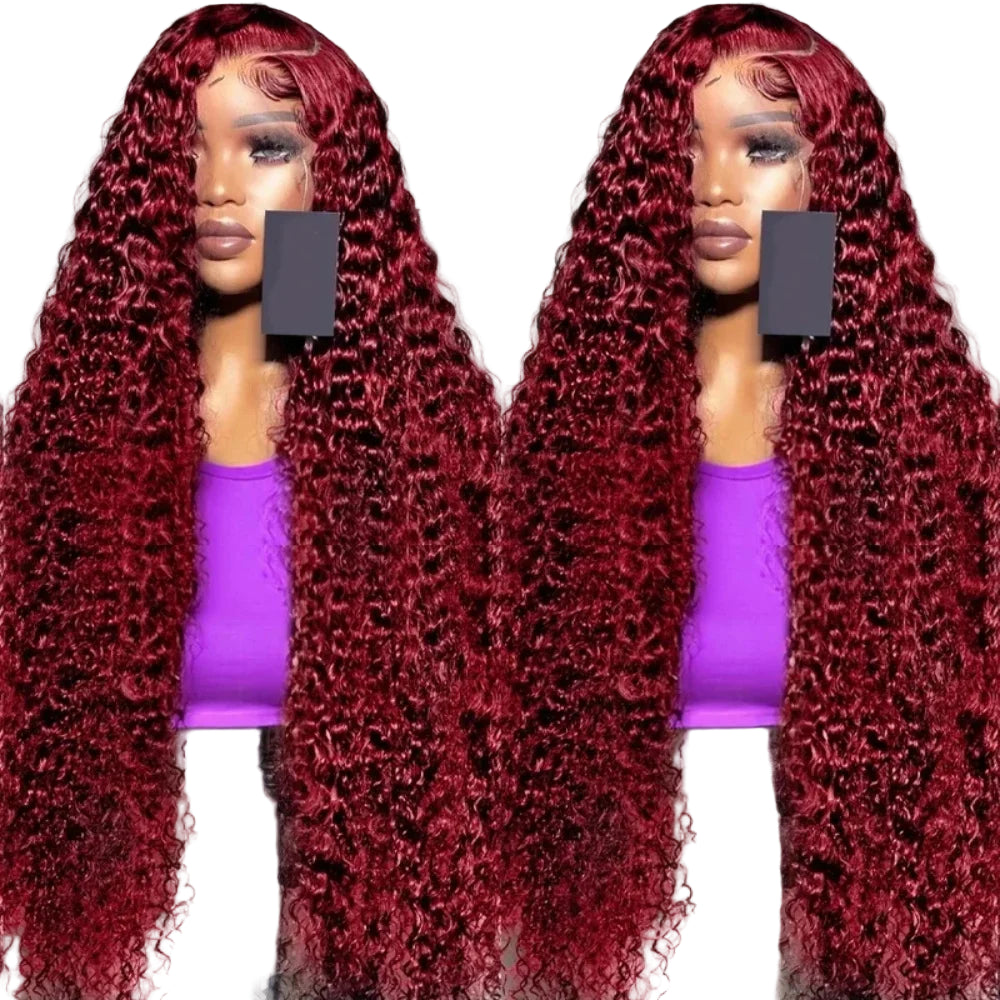 TEEK - Burgundy 99J Deep Wave Lace Frontal HD Lace HAIR theteekdotcom