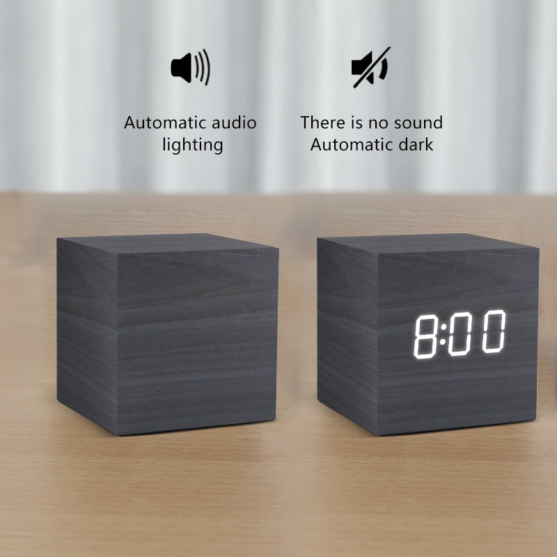 TEEK - Alarm Clock LED Wooden Table Clocks HOME DECOR theteekdotcom   