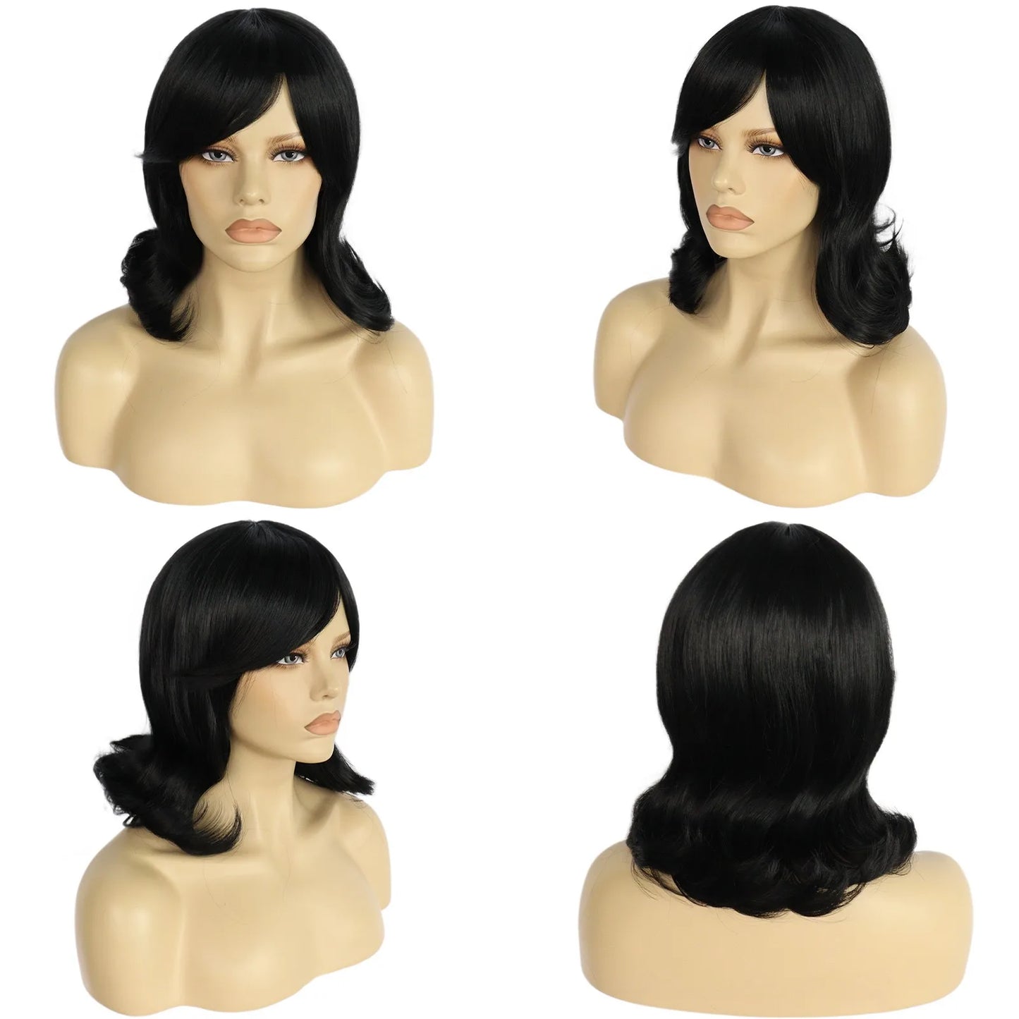 TEEK - Retro Pinup Beehive Flip Wig HAIR theteekdotcom Dark Black 12inches 