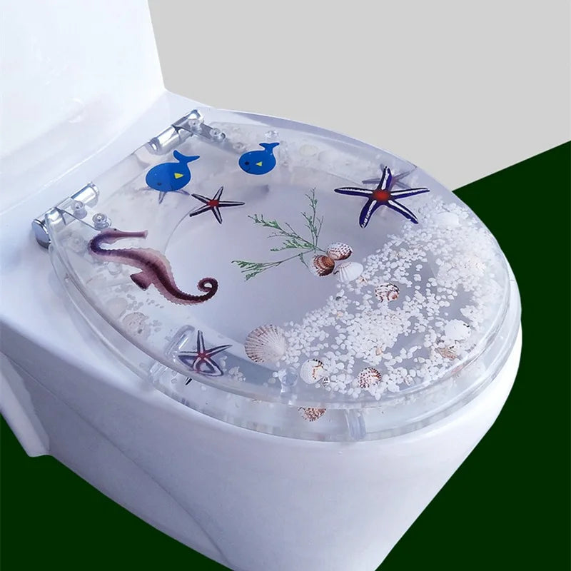 TEEK - Foral Resin Transparent Toilet Cover HOME DECOR theteekdotcom seahorse  