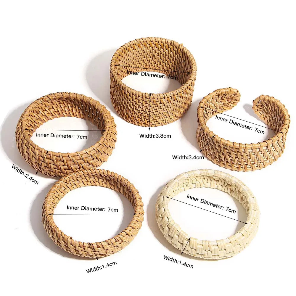 TEEK - Boho Wood Bamboo Rattan Weave Bracelet JEWELRY theteekdotcom   