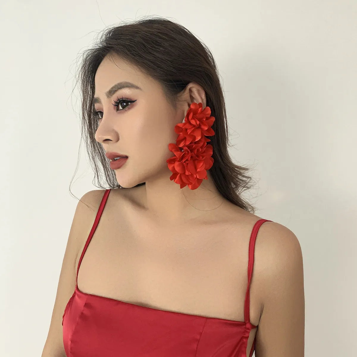 TEEK - Big Fab Flower Earrings JEWELRY theteekdotcom Red  