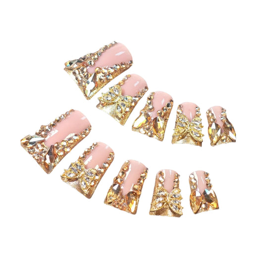 TEEK - 24 Piece Rectangular 3D Butterfly Diamond Press-On Nails NAIL ART theteekdotcom   