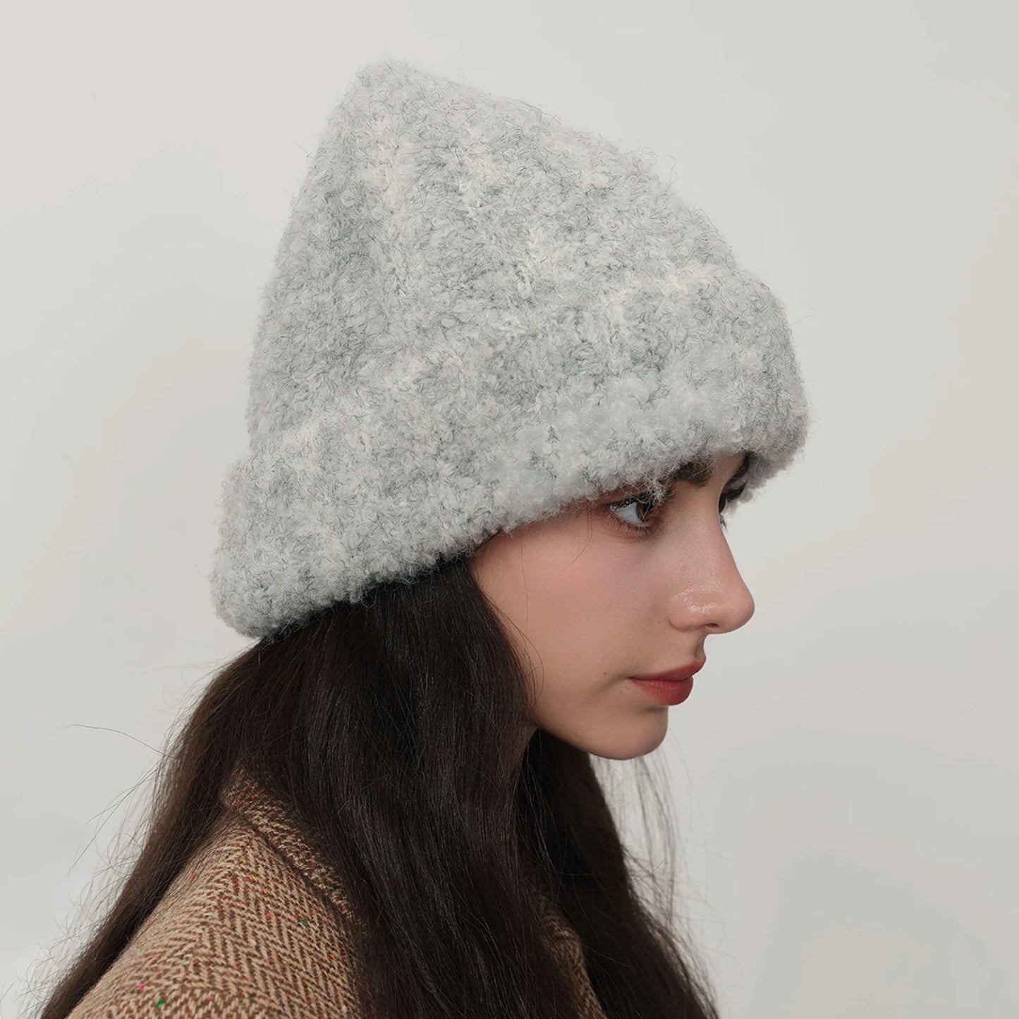 TEEK - Knitted Womens Warm Beanie HAT theteekdotcom Light Grey 28x24cm
