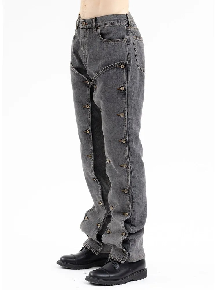 TEEK - Bombarded Button Womens Jeans JEANS theteekdotcom GRAY L 