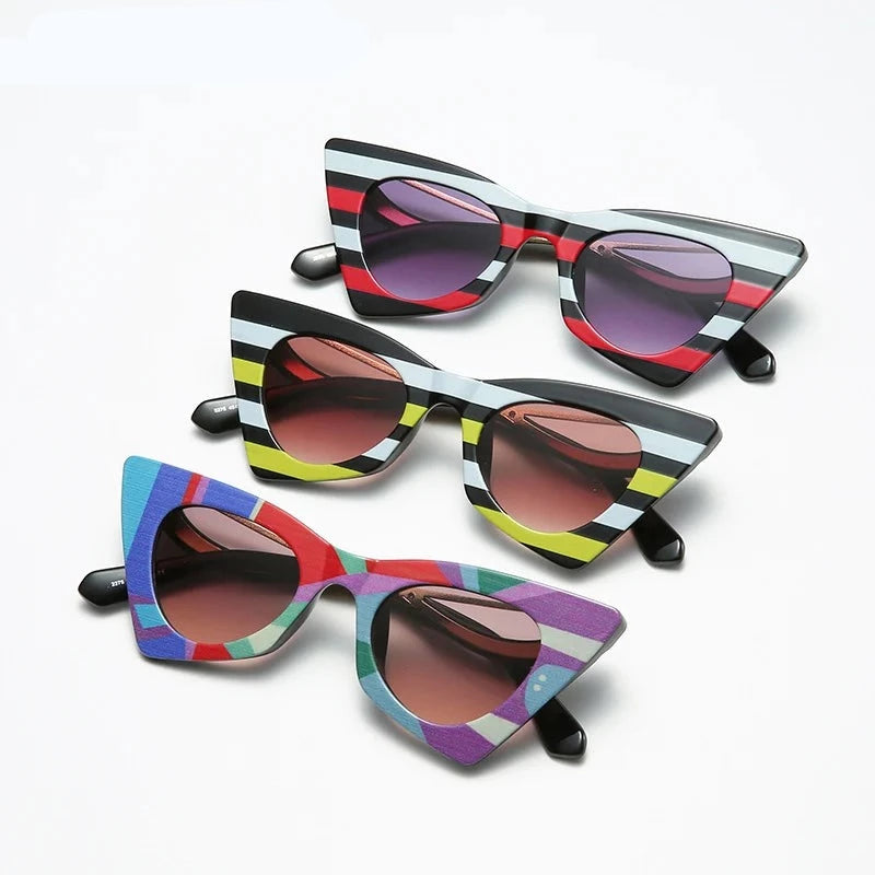 TEEK - Stripe Cat Eye Colorful Sunglasses EYEGLASSES theteekdotcom   