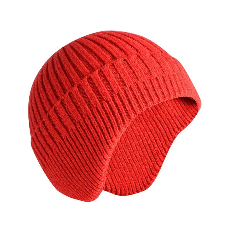 TEEK - Solid Knitted Earmuff Beanie Hat HAT theteekdotcom red  