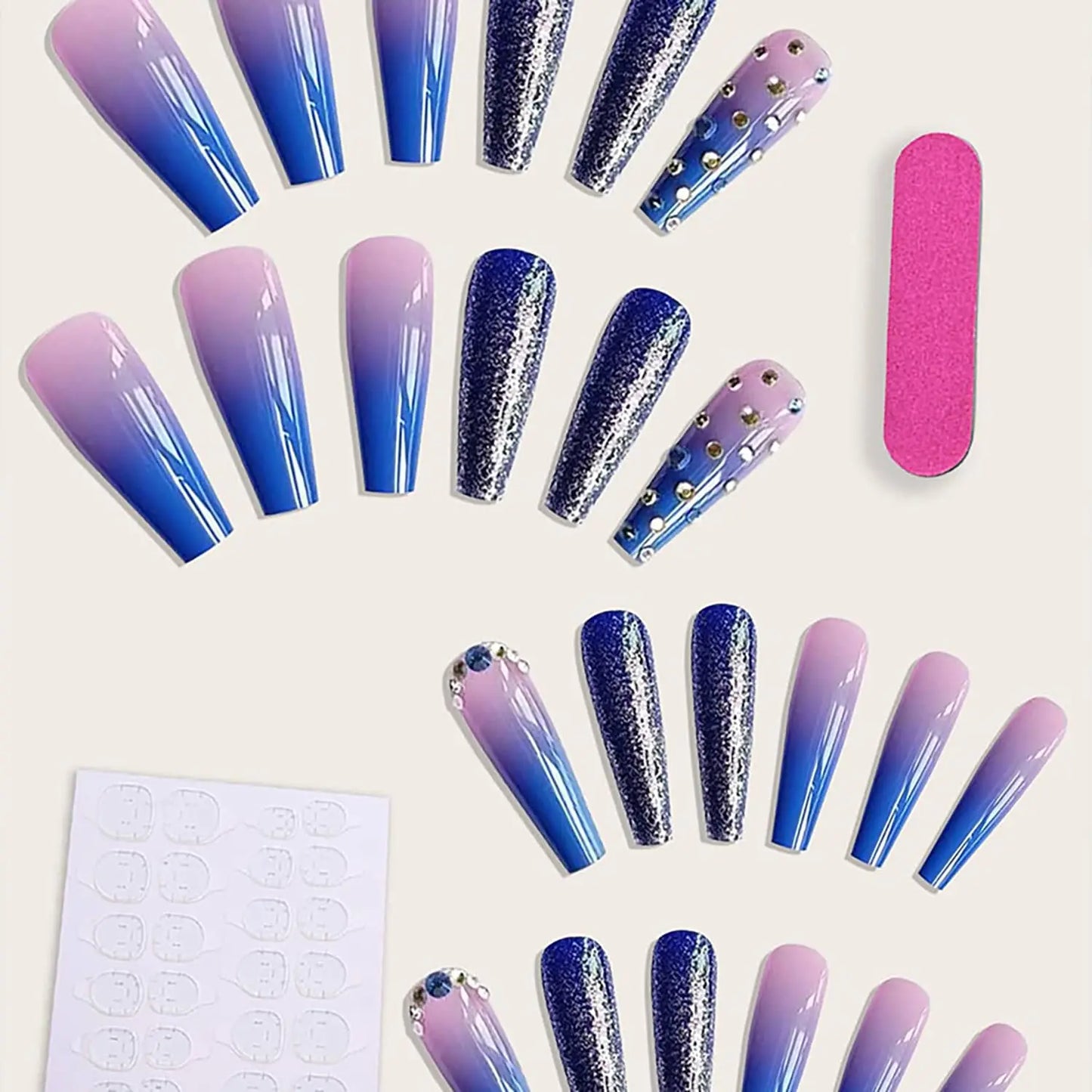 TEEK - Glossy Blue Gradient Press on Nails NAIL ART theteekdotcom   