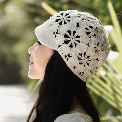 TEEK - Elegant Knitted Lace Hats HAT theteekdotcom Beige -mi-YXH 55-60cm head circumference 