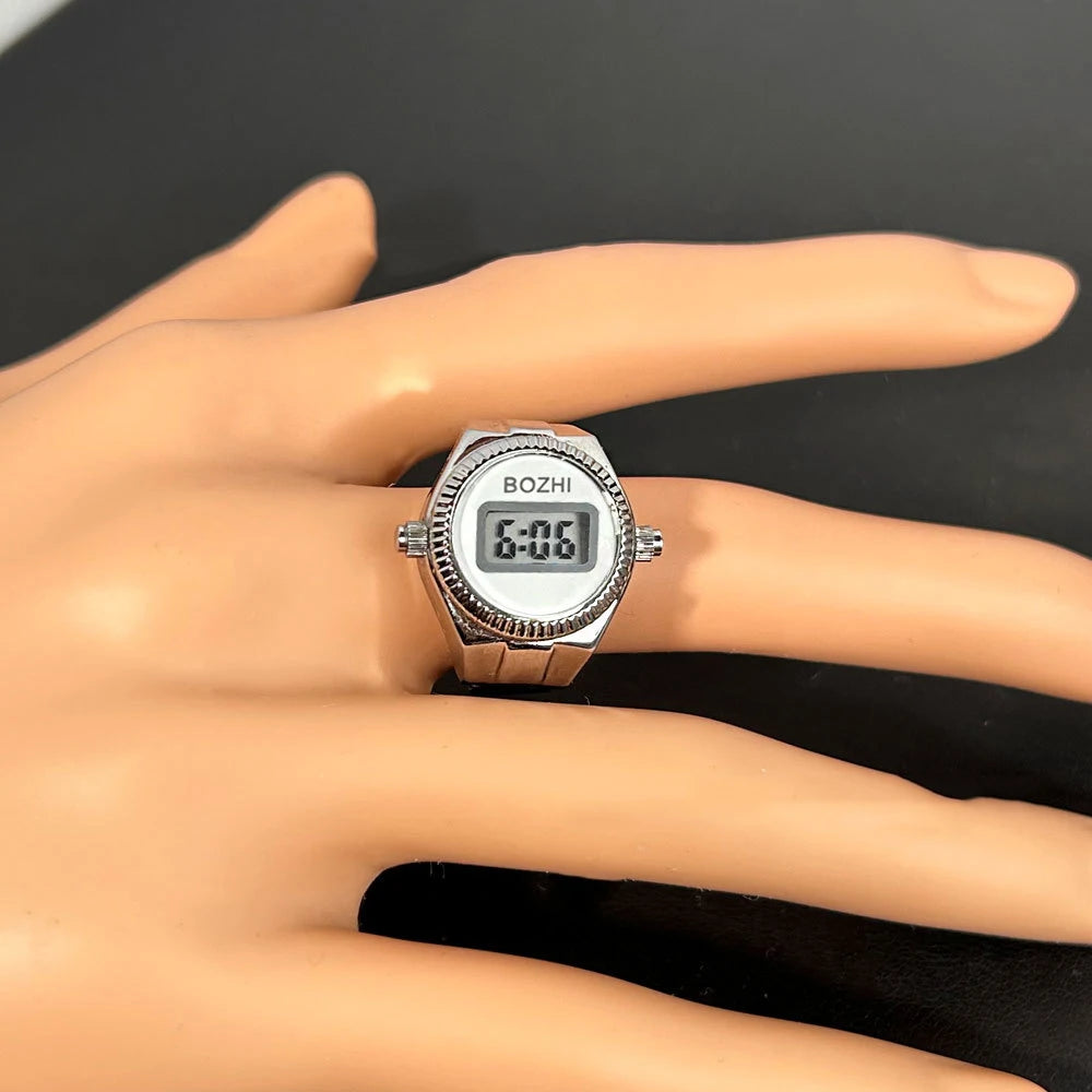 TEEK - Mini Electronic Digital Watch Finger Rings WATCH theteekdotcom silver-white  